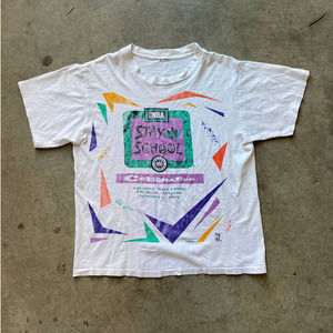 1995 - NBA Stay In School 90s Basketball Tee VTG Big Print Changes Licensing - L
